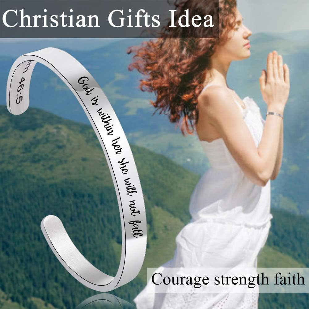 Christian Gifts for Women Inspirational Religious Bracelets for Women Her Girls Cuff Bangle Mens Bracelets Bible Verse Faith Baptism Gifts for Teenage Girls Mantra Quotes Engraved Jewelry