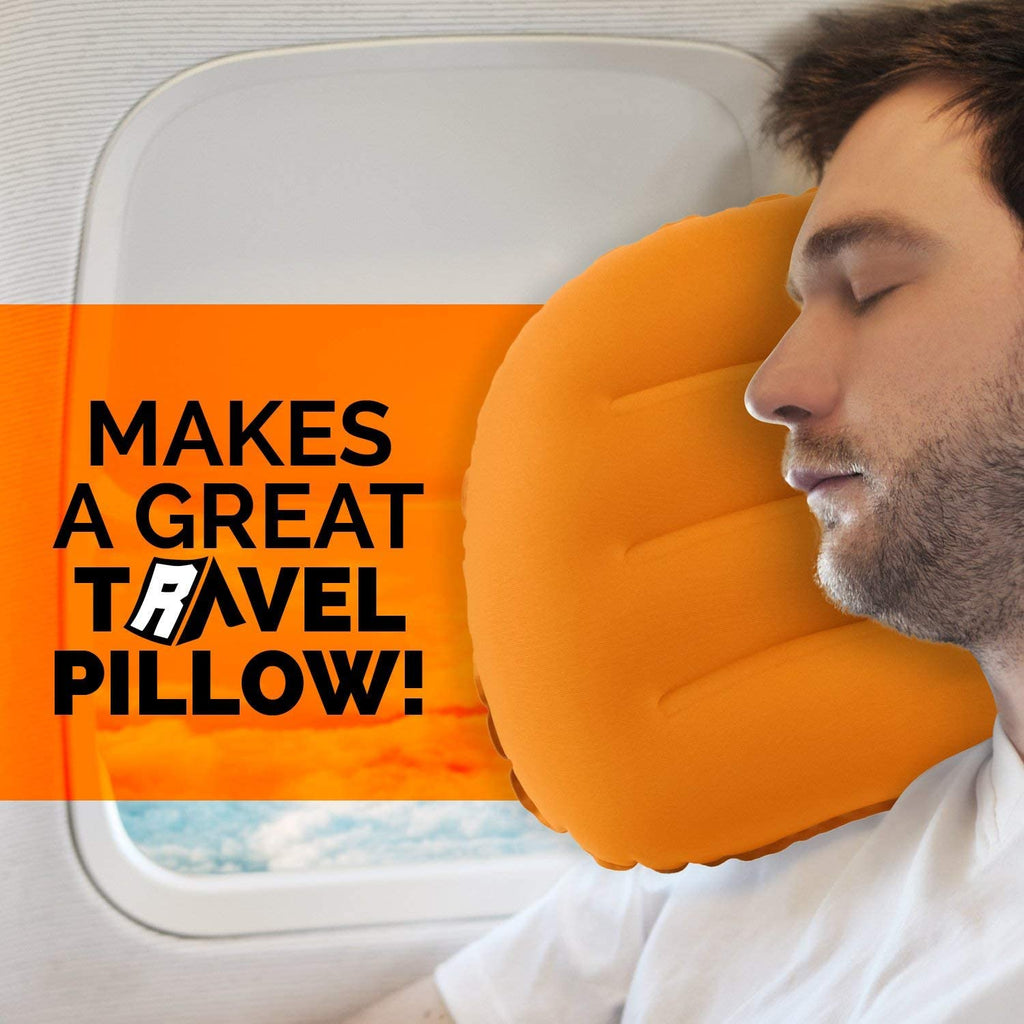 Compressible Inflatable Camping Pillow - Backpacking & Beach Use, Multiple Colors, Ergonomic Neck & Lumbar Support