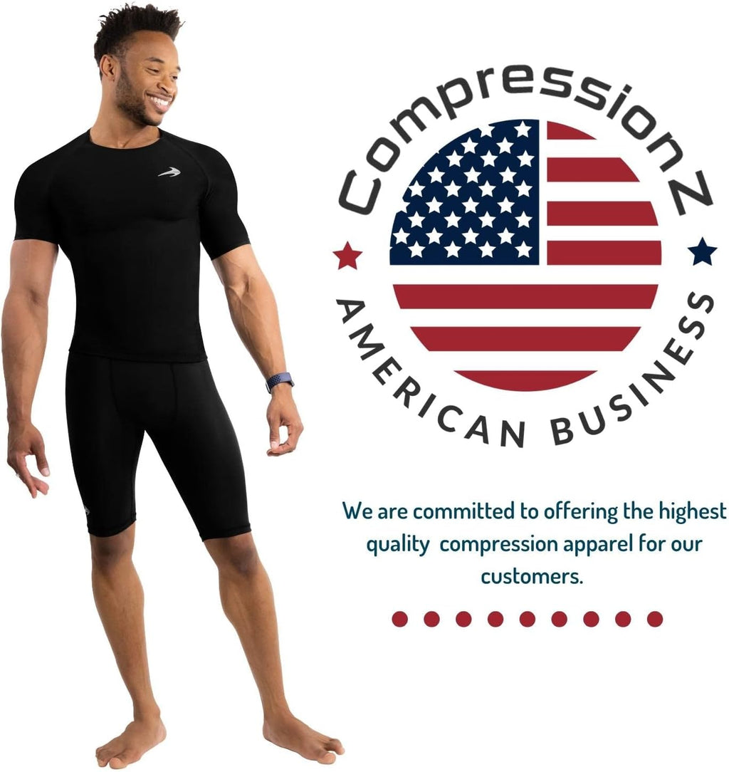 Men'S Compression Shirt - Athletic Base Layer for Workouts Running Dry Fit Athletic Training Black Large