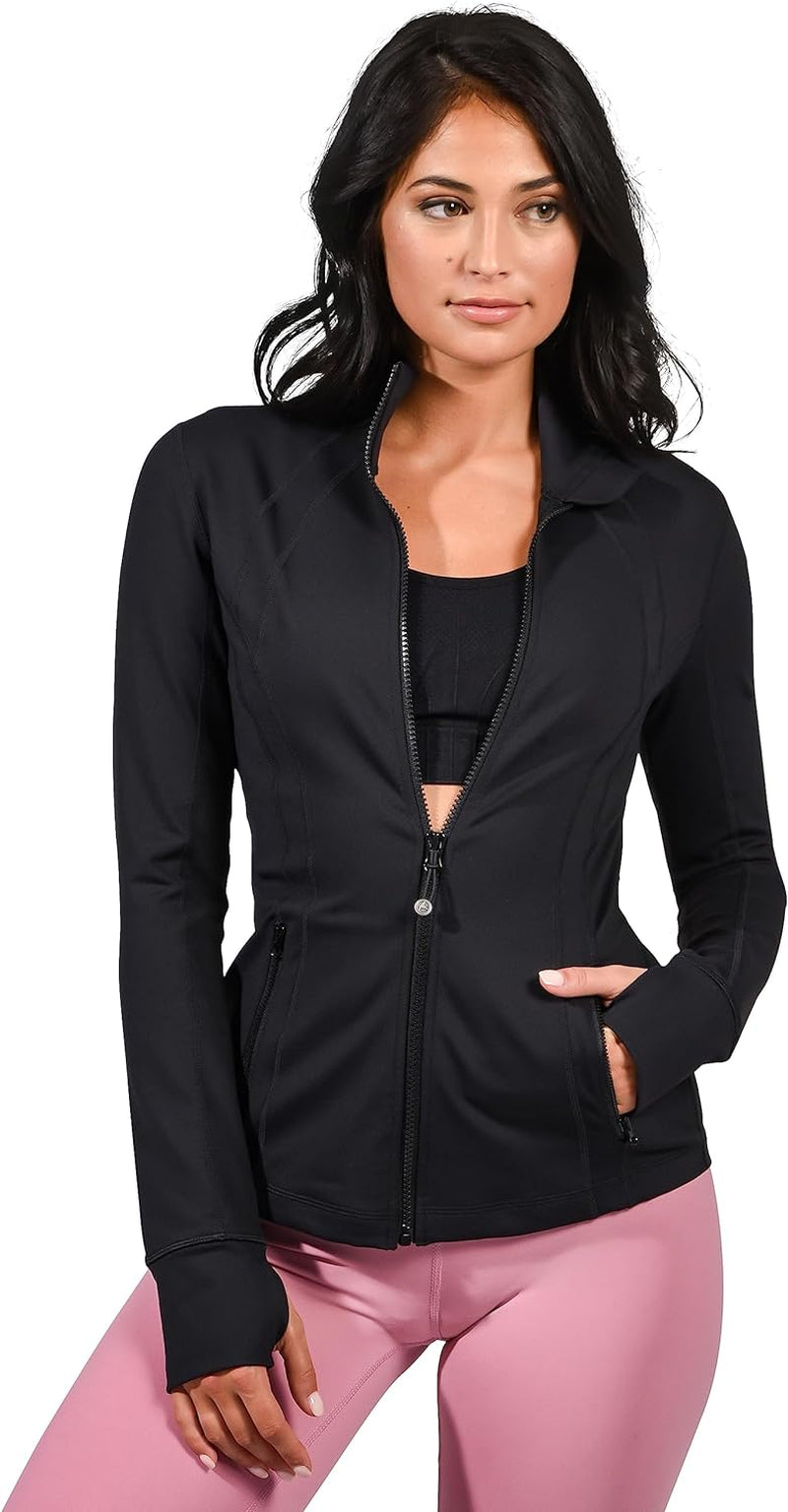 Full Zip Running Track Jacket Lightweight Athletic Slim Fit Jacket with Thumbholes